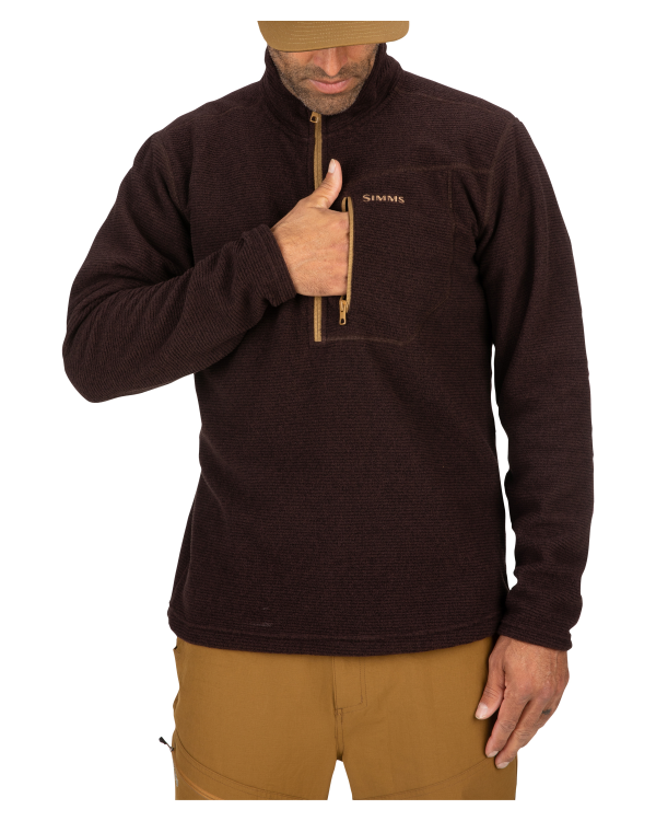 Simms Rivershed Quarter Zip Sweater Pocket Simms Rivershed Quarter Zip Sweater Pocket